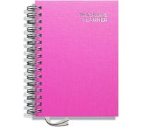 Teacher Planner 2025-2026 A5 size by Pirongs | 6 Lesson Planner for Teachers | Page a day | Undated, Hardback, Wiro-bound Teachers Planner - Pink