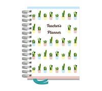 Teacher Planner 2025-2026 A5 size by Pirongs | 8 Lesson Planner for Teachers | Page a day | Undated, Hardback, Wiro-bound Teachers Planner - Cactus