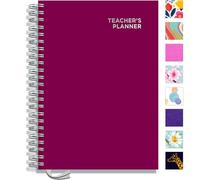 Teacher Planner 2026-2027 A4 Size by Pirongs | 10 Lesson Planner for Teachers | Page a Day | Undated, Hardback, Wiro-Bound Teachers Planner - Raspberry