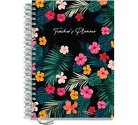 Teacher Planner 2026-2027 A4 size by Pirongs | 10 Lesson Planner for Teachers | Page a day | Undated, Hardback, Wiro-bound Teachers Planner - Tropical Floral