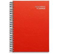 Teacher Planner 2026-2027 A4 size by Pirongs | 5 Lesson Planner for Teachers | Page a day | Undated, Hardback, Wiro-bound Teachers Planner - Red