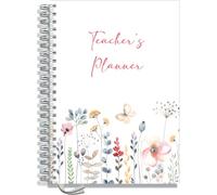 Teacher Planner 2026-2027 A4 size by Pirongs | 5 Lesson Planner for Teachers | Page a day | Undated, Hardback, Wiro-bound Teachers Planner - Watercolour Flowers