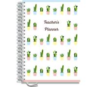 Teacher Planner 2026-2027 A4 Size by Pirongs | 6 Lesson Dated Planner for Teachers | Page a Day | Dated, Hardback, Wiro-Bound Teachers Planner - Cactus