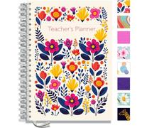 Teacher Planner 2026-2027 A4 Size by Pirongs | 6 Lesson Dated Planner for Teachers | Page a Day | Dated, Hardback, Wiro-Bound Teachers Planner - Flowers on Parade