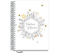 Teacher Planner 2026-2027 A4 size by Pirongs | 6 Lesson Planner for Teachers | Page a day | Undated, Hardback, Wiro-bound Teachers Planner - Honey Bee