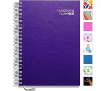 Teacher Planner 2026-2027 A4 size by Pirongs | 6 Lesson Planner for Teachers | Page a day | Undated, Hardback, Wiro-bound Teachers Planner - Purple