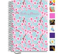 Teacher Planner 2026-2027 A4 size by Pirongs | 7 Lesson Planner for Teachers | Page a day | Undated, Hardback, Wiro-bound Teachers Planner - Blossom
