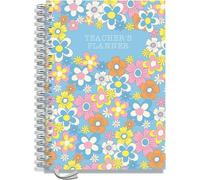 Teacher Planner 2026-2027 A4 size by Pirongs | 8 Lesson Planner for Teachers | Page a day | Undated, Hardback, Wiro-bound Teachers Planner - Happy Flowers