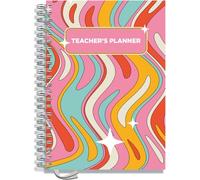 Teacher Planner 2026-2027 A4 size by Pirongs | 9 Lesson Planner for Teachers | Page a day | Undated, Hardback, Wiro-bound Teachers Planner - Groovy Curtain