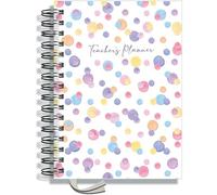 Teacher Planner 2026-2027 A5 size by Pirongs | 5 Lesson Planner for Teachers | Page a day | DATED, Hardback, Wiro-bound Teachers Planner - Polka Party