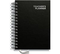 Teacher Planner 2026-2027 A5 size by Pirongs | 5 Lesson Planner for Teachers | Page a day | Undated, Hardback, Wiro-bound Teachers Planner - Black