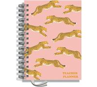 Teacher Planner 2026-2027 A5 size by Pirongs | 5 Lesson Planner for Teachers | Page a day | Undated, Hardback, Wiro-bound Teachers Planner - Cheeky Cheetahs