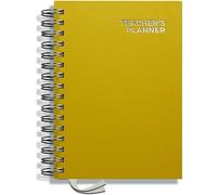 Teacher Planner 2026-2027 A5 size by Pirongs | 5 Lesson Planner for Teachers | Page a day | Undated, Hardback, Wiro-bound Teachers Planner - Yellow