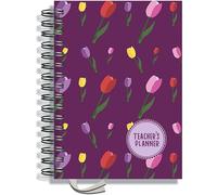 Teacher Planner 2026-2027 A5 size by Pirongs | 6 Lesson Planner for Teachers | Page a day | DATED, Hardback, Wiro-bound Teachers Planner - Tulip