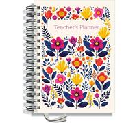 Teacher Planner 2026-2027 A5 size by Pirongs | 6 Lesson Planner for Teachers | Page a day | DATED, Hardback, Wiro-bound Teachers Planner - Flowers on Parade