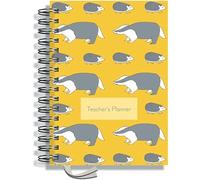 Teacher Planner 2026-2027 A5 size by Pirongs | 6 Lesson Planner for Teachers | Page a day | DATED, Hardback, Wiro-bound Teachers Planner - Badger