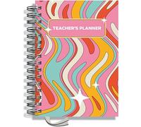 Teacher Planner 2026-2027 A5 size by Pirongs | 6 Lesson Planner for Teachers | Page a day | DATED, Hardback, Wiro-bound Teachers Planner - Groovy