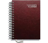 Teacher Planner 2026-2027 A5 size by Pirongs | 6 Lesson Planner for Teachers | Page a day | Undated, Hardback, Wiro-bound Teachers Planner - Burgundy
