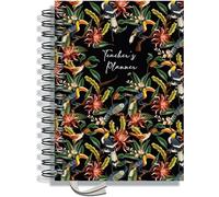 Teacher Planner 2026-2027 A5 size by Pirongs | 8 Lesson Planner for Teachers | Page a day | Undated, Hardback, Wiro-bound Teachers Planner - Jungle