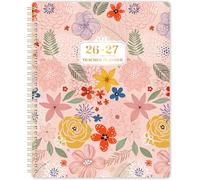 Teacher Planner 2026-2027 - Teacher Planner for Classroom Organization with Monthly&Weekly Spread, A4 Teacher Plan Book for School Year, Floral Cover, Monthly Tabs, Back Pocket