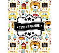 Teacher Planner: School Tiger Pattern | + BONUS Student Information Log | Weekly Lesson Plans | Monthly Schedule Calendar