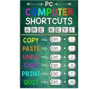 Teacher Poster, Pc Computer Shortcuts Poster Funny Vertical Metal Tin Sign Wall Art Print for Living Room Aesthetic 8x12 inch