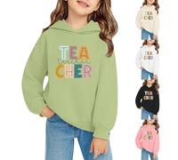 Teacher Print Hoodie for Boys Girls First Day of School Hoodies Kids Back to School Jumper Preppy Sweatshirt Long Sleeve Casual Sports Tops (Black, 4-5years)