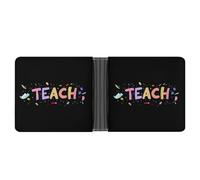 Teacher Printed Bifold Wallet with Hidden Compartments Pocket Money and Credit Card Holder for Men Women