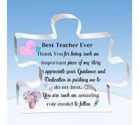 Teacher Puzzle Shaped Plaques Teacher's Day Gifts for Women Men Professors Appreciate Birthday Present Ideas Educator Acrylic Signs from Students Graduate Christmas Thanksgiving Retirement Keepsakes