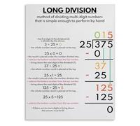 Teacher Resource Long Division Poster Math Anchor Chart for Kids Learning Tool How to Do Division Classroom or Homeschool Decor(Framed,12x18inch(30x45cm))