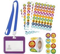 Teacher Roleplay for Kids - 7 Pcs Back to School Pretend Teacher Gift Set Novelty Lanyard and Stickers ID Card Behaviour Reward Stickers School Stuff Kids Role Play Game Accessories