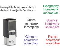 Teacher Rubber Stamp incomplete homework Self inking Personalised any subject