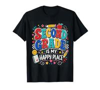 Teacher Second Grade is My Happy Place Back to School Womens T-Shirt