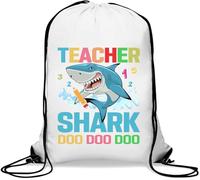 Teacher Shark Doo Doo Doo Funny Graphic Gym Sack Casual Drawstring Bag White