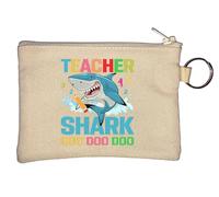 Teacher Shark Doo Doo Doo Funny Graphic Key Chain Coin Purse Beige
