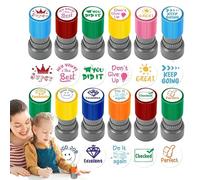 Teacher Stamps - 12pcs School Reward Stamps | Teacher Review Photosensitive | Self-Inking Behavior | Stamp for Marking, Education, Schools