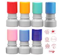 Teacher Stamps for Classroom, 6PCS Self Inking Stamp with Adjustable Ink Output, Pre-Inked Refillable Ink Stamps, Simply Stamps for Marking, Reviewing Assignments, Self Inking Stamp