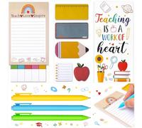Teacher Sticky Notes and Ballpoint Pens, Sticky Notes Set Blackboard Self-Stick Note Pads with Point Pens Writing Memo Pads for Teacher Student Office School