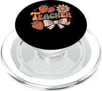 Teacher Strawberry Floral Appreciation Bow Heart PopSockets PopGrip for MagSafe
