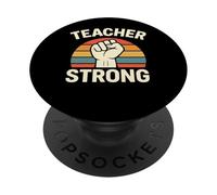 Teacher Strong Fist Retro Graphic Empowerment Quote PopSockets Adhesive PopGrip