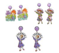 Teacher Student Dangle Earrings Acrylic Cute Crayons Rainbow book Earrings for Women Back to School Gradution Reading Events Jewelry for Teacher-3 pairs A
