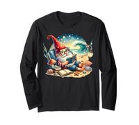 Teacher Summer Gnome Dad Reading A Book On The Beach Lover Long Sleeve T-Shirt