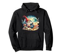 Teacher Summer Gnome Dad Reading A Book On The Beach Lover Pullover Hoodie