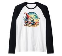 Teacher Summer Gnome Dad Reading A Book On The Beach Lover Raglan Baseball Tee