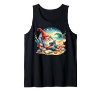 Teacher Summer Gnome Dad Reading A Book On The Beach Lover Tank Top