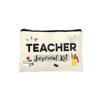 Teacher Survival Kit, Teacher Appreciation Gifts, Makeup Pouch Canvas Cosmetic Bag Toiletry Bag for Classroom Makeup Bag Pencil Pouch for Nursery Preschool High School for Women (Pencil)