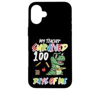 Teacher Survived 100 Days Me Dino 100th Day School Boys Kids Case for iPhone 16 Plus