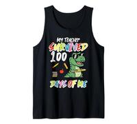 Teacher Survived 100 Days Me Dino 100th Day School Boys Kids Tank Top