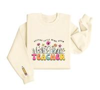 Teacher Sweatshirt Back to School for Women UK Colorful Printed Pattern Clothes Long Sleeve Jumper School Stylish Crew Neck Sweatshirt Casual Comfortable School Season Accessori