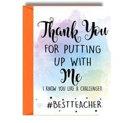 Teacher thank you card collection appreciation teaching assistant nursery mentor end of term leaving school card (Thank you for putting up with me)